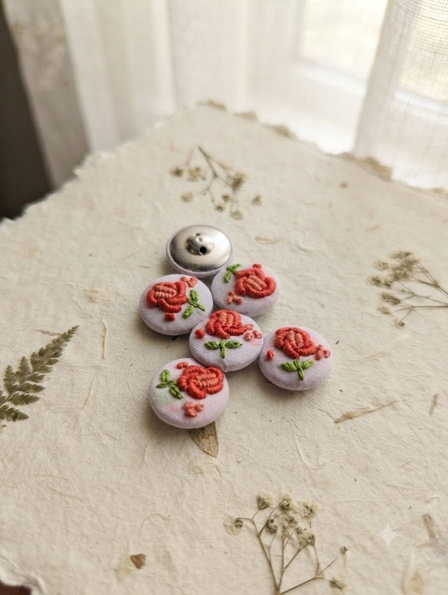 Coral Rose Buttons