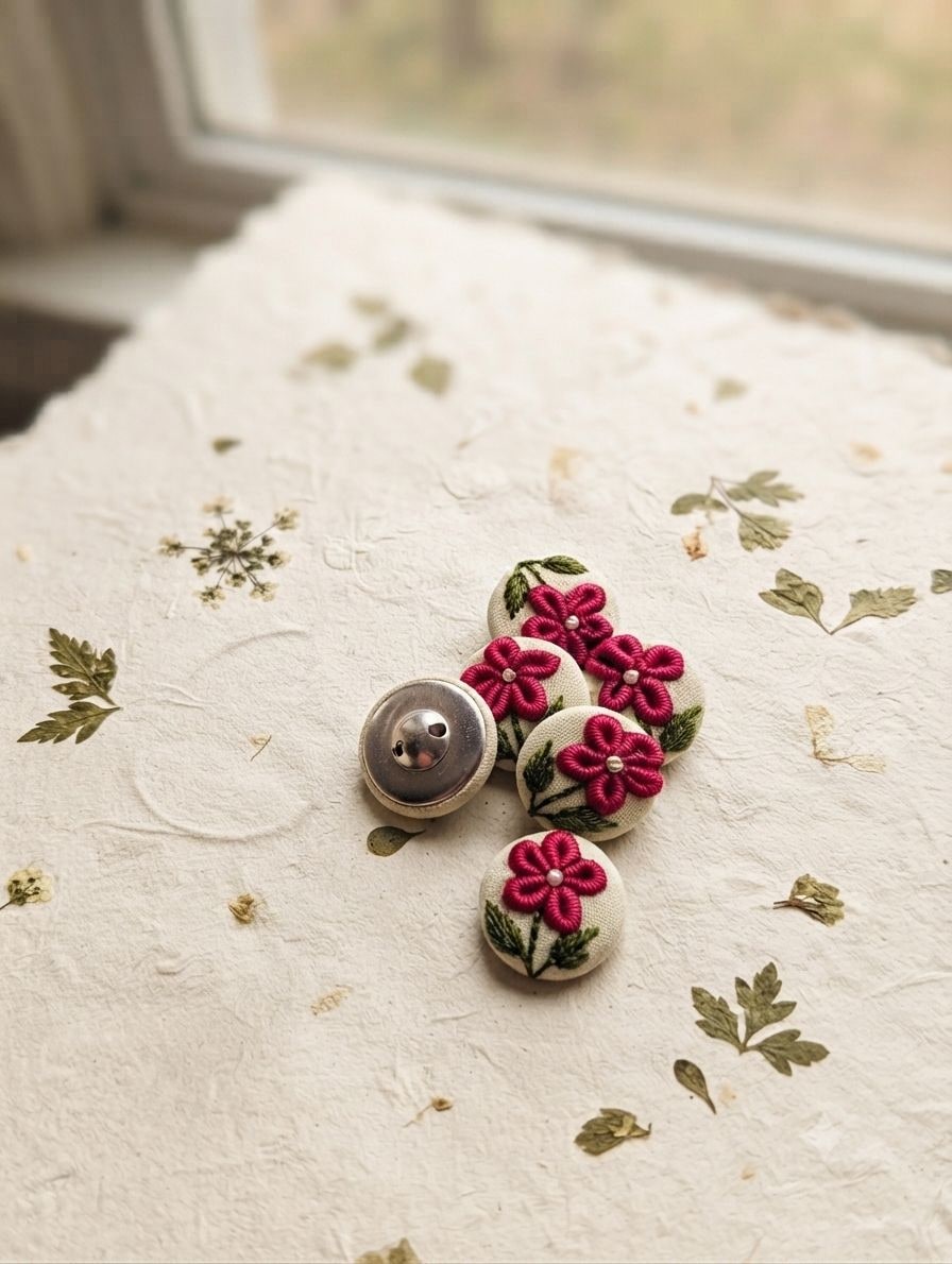Crimson Bloom Buttons