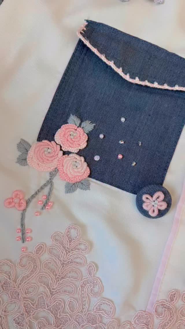 Rose embroidered scarf