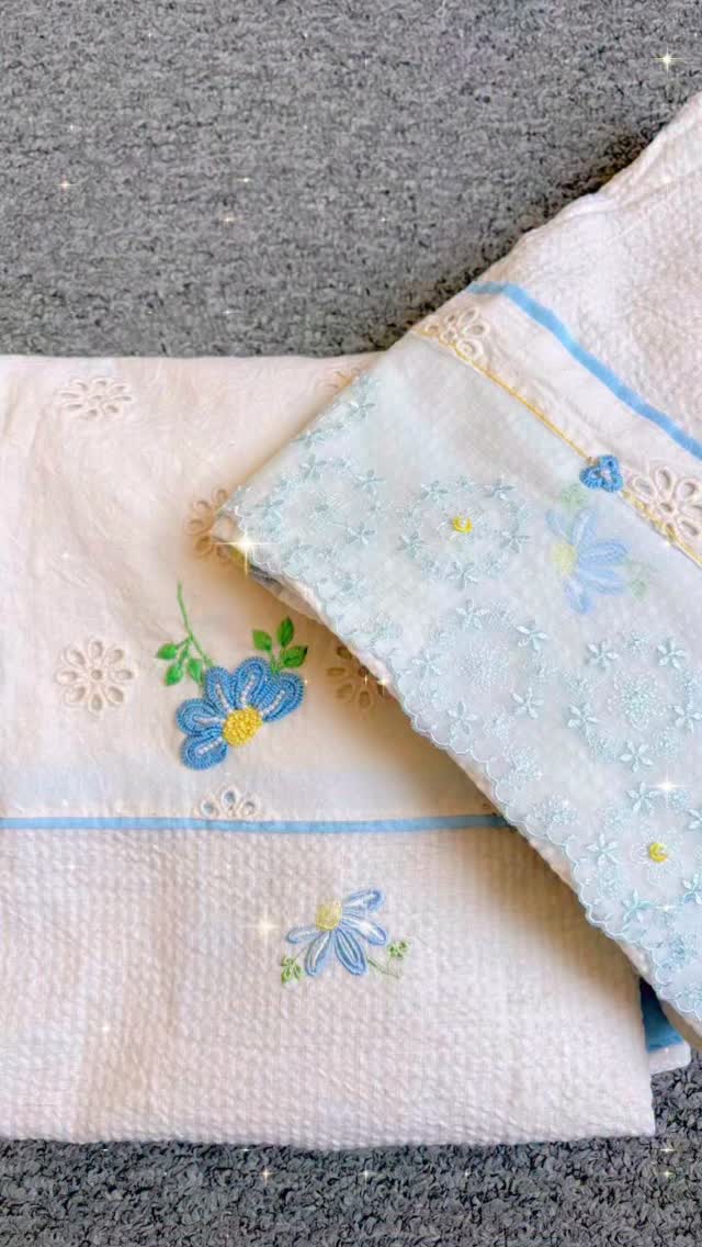Blue Floral Handkerchief Set